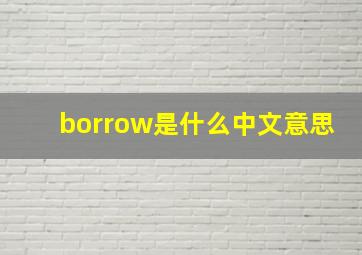 borrow是什么中文意思