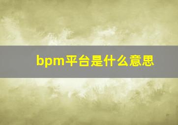 bpm平台是什么意思