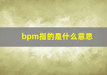 bpm指的是什么意思