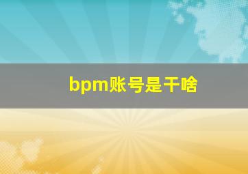 bpm账号是干啥