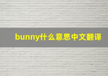 bunny什么意思中文翻译