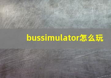 bussimulator怎么玩