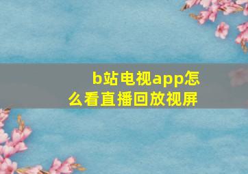 b站电视app怎么看直播回放视屏