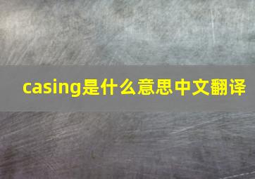 casing是什么意思中文翻译