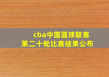 cba中国篮球联赛第二十轮比赛结果公布