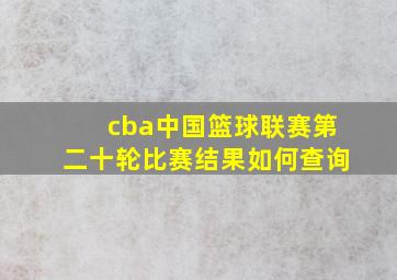 cba中国篮球联赛第二十轮比赛结果如何查询