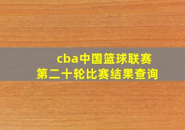 cba中国篮球联赛第二十轮比赛结果查询