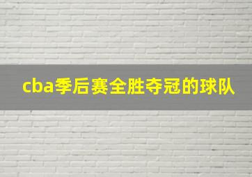 cba季后赛全胜夺冠的球队