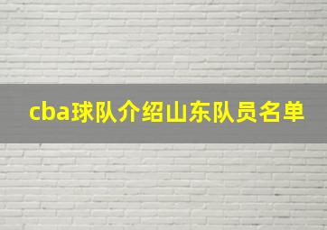 cba球队介绍山东队员名单