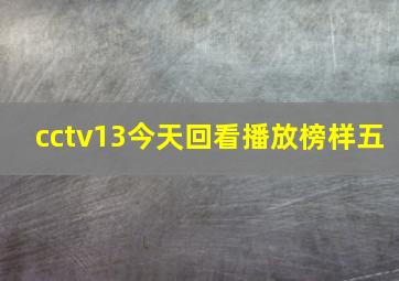 cctv13今天回看播放榜样五