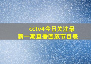 cctv4今日关注最新一期直播回放节目表