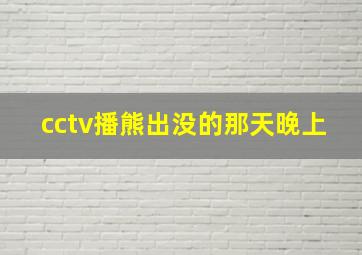 cctv播熊出没的那天晚上