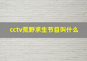 cctv荒野求生节目叫什么