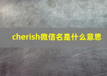 cherish微信名是什么意思