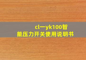 cl一yk100智能压力开关使用说明书