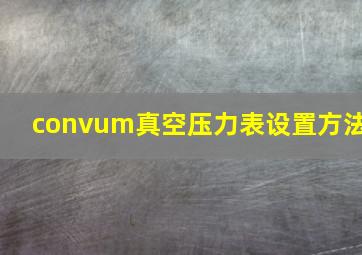 convum真空压力表设置方法