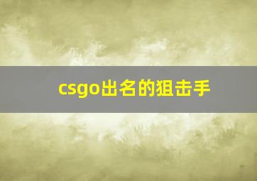 csgo出名的狙击手