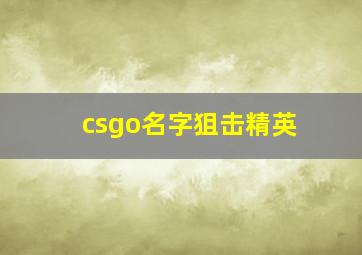 csgo名字狙击精英