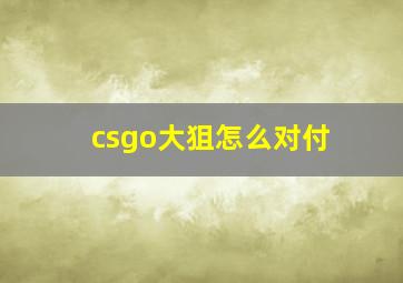 csgo大狙怎么对付