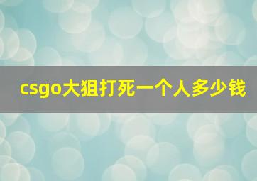 csgo大狙打死一个人多少钱