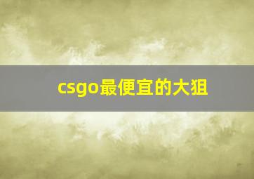 csgo最便宜的大狙