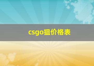 csgo狙价格表