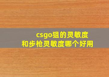 csgo狙的灵敏度和步枪灵敏度哪个好用