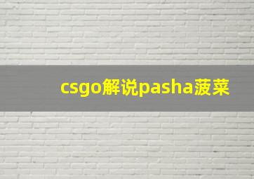 csgo解说pasha菠菜