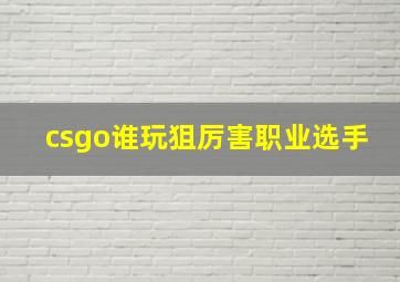 csgo谁玩狙厉害职业选手