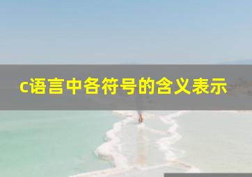 c语言中各符号的含义表示