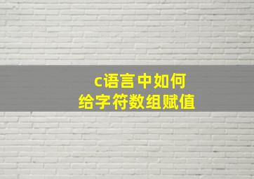 c语言中如何给字符数组赋值