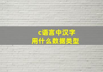 c语言中汉字用什么数据类型