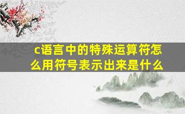 c语言中的特殊运算符怎么用符号表示出来是什么