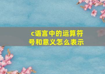 c语言中的运算符号和意义怎么表示