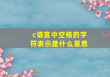 c语言中空格的字符表示是什么意思