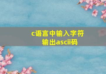 c语言中输入字符输出ascii码