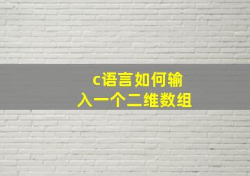 c语言如何输入一个二维数组