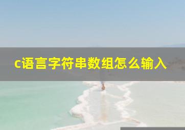 c语言字符串数组怎么输入