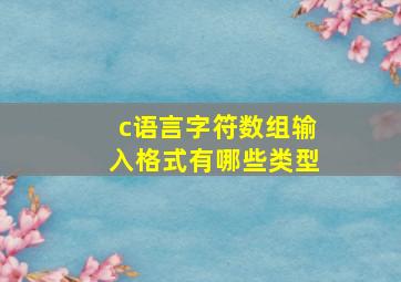 c语言字符数组输入格式有哪些类型