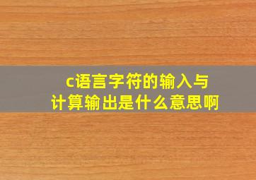 c语言字符的输入与计算输出是什么意思啊