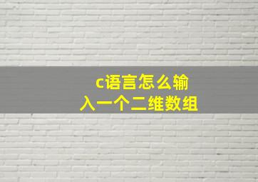 c语言怎么输入一个二维数组