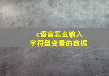 c语言怎么输入字符型变量的数据