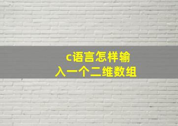 c语言怎样输入一个二维数组