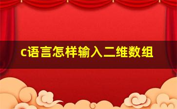 c语言怎样输入二维数组