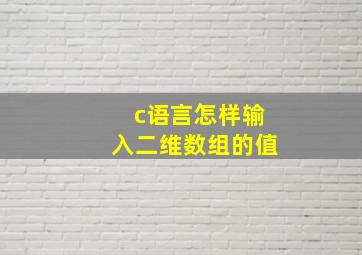 c语言怎样输入二维数组的值