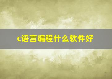 c语言编程什么软件好