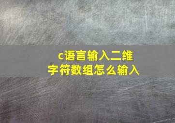 c语言输入二维字符数组怎么输入