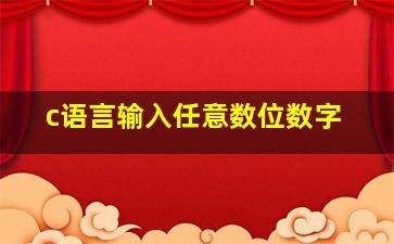 c语言输入任意数位数字