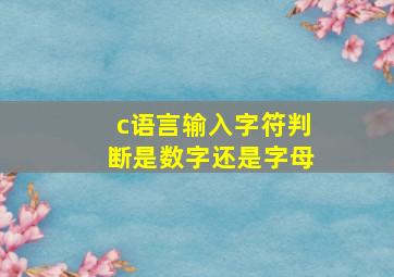 c语言输入字符判断是数字还是字母