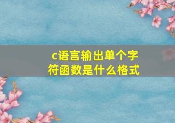 c语言输出单个字符函数是什么格式